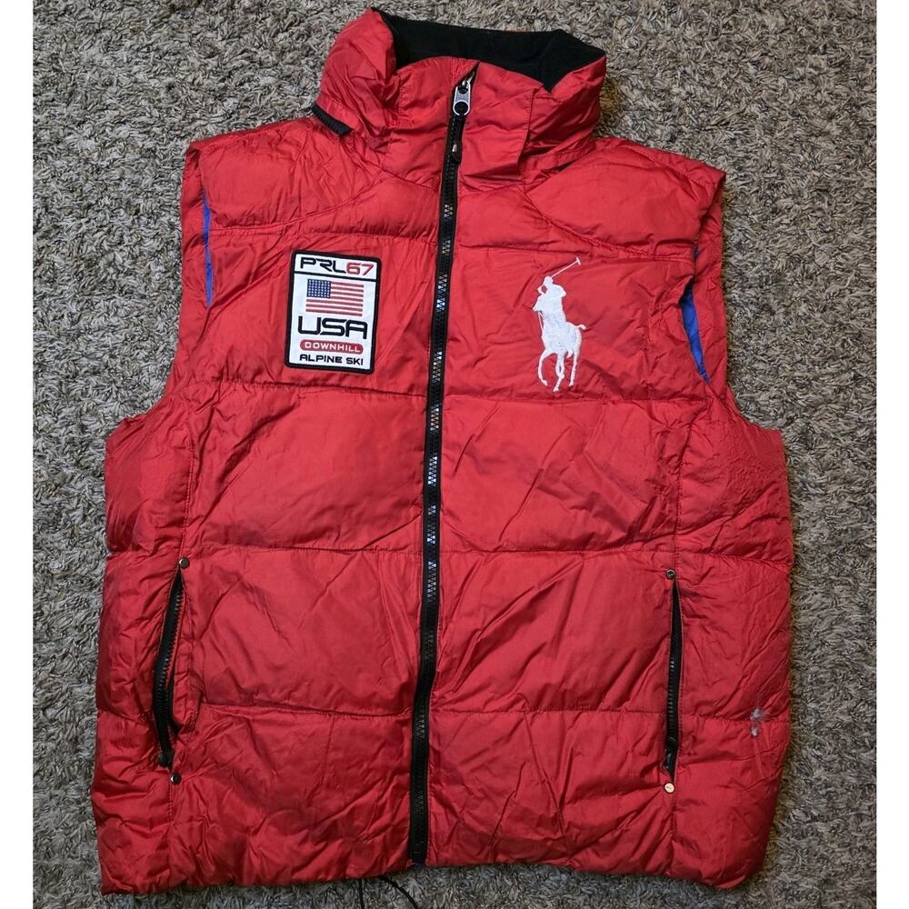 Vtg Polo Ralph Lauren PRL 67 Big Pony Downhill Alpine Ski Puffer Vest XL Down